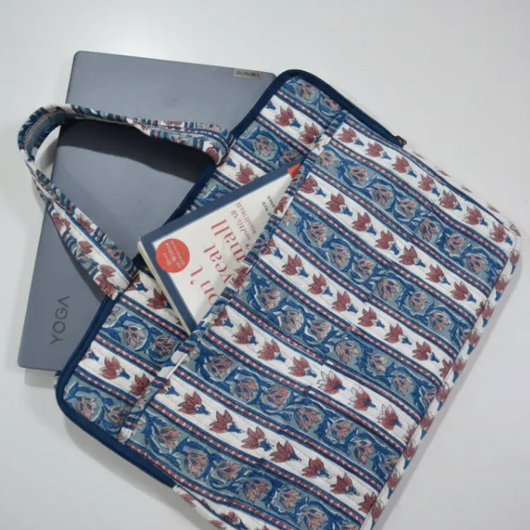 Designer Laptop Handbags & Sleeves | Handblock Printed Cotton