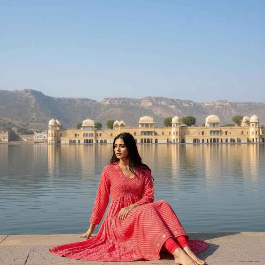 Anarkali kurta orange