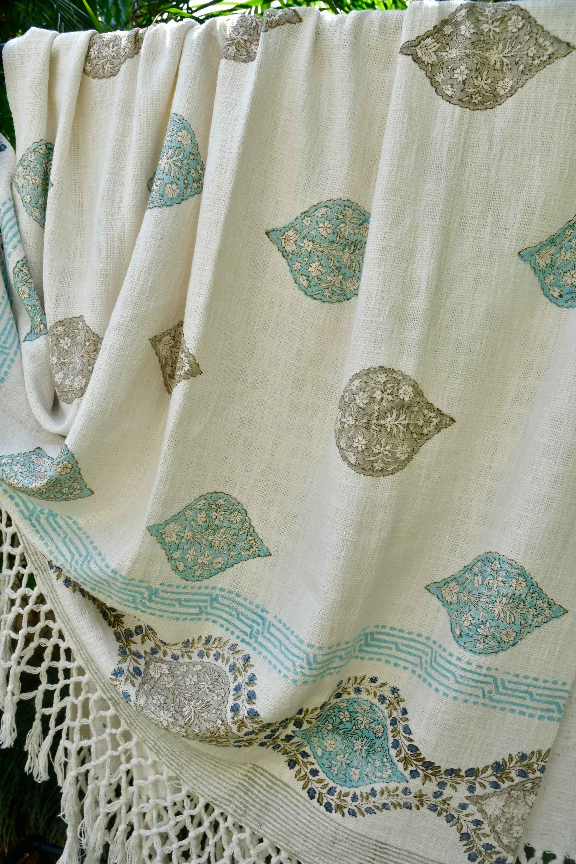 Mughal Majesty: Hand Block Printed Throw, Soft Cotton
