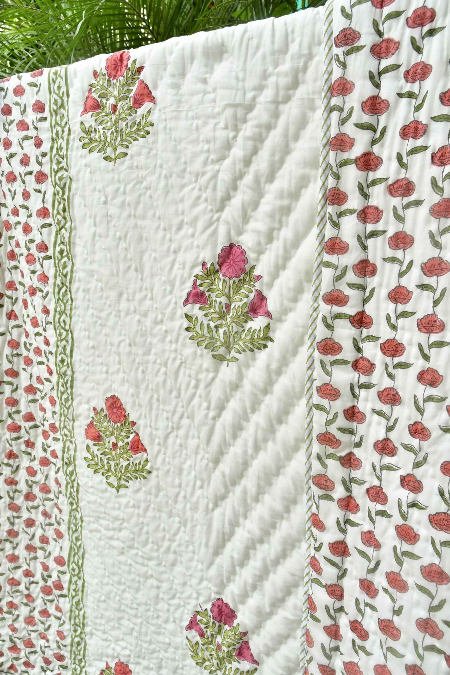 Khoobsurat Floral Mul Mul Handblock Cotton Quilt