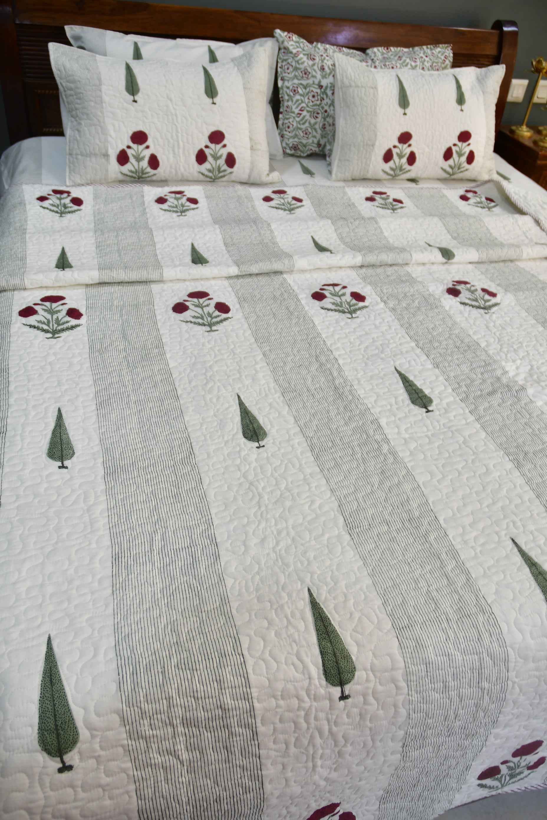 Red Poppy Bedding set : Hand Block Cotton