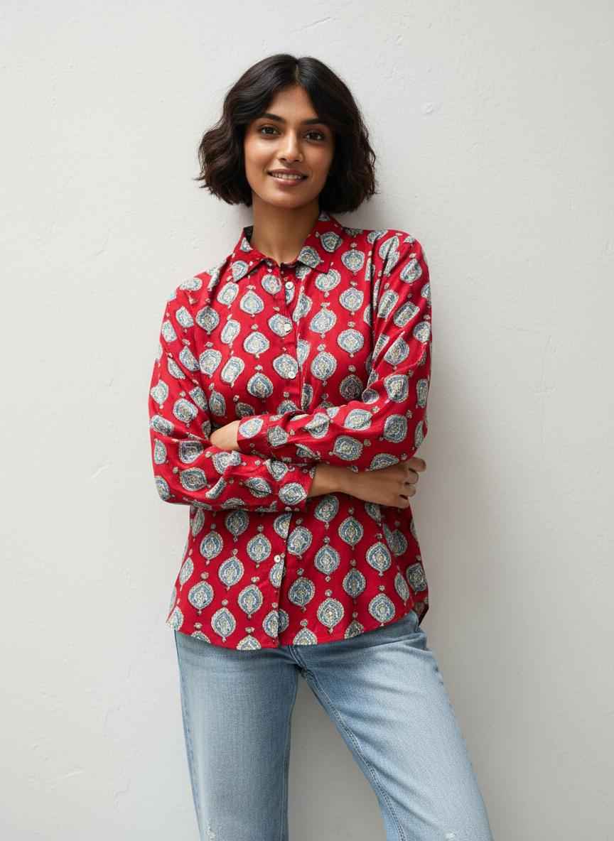 Royal Red Modal Cotton Women’s Shirt