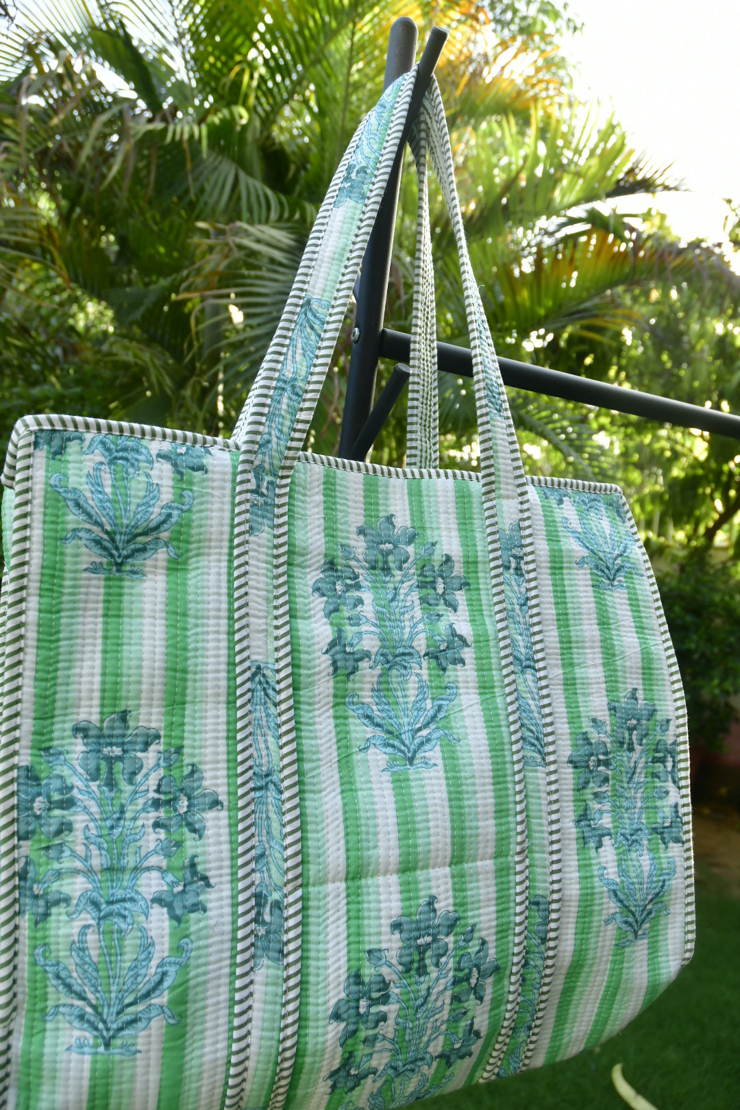 Green stripe bag