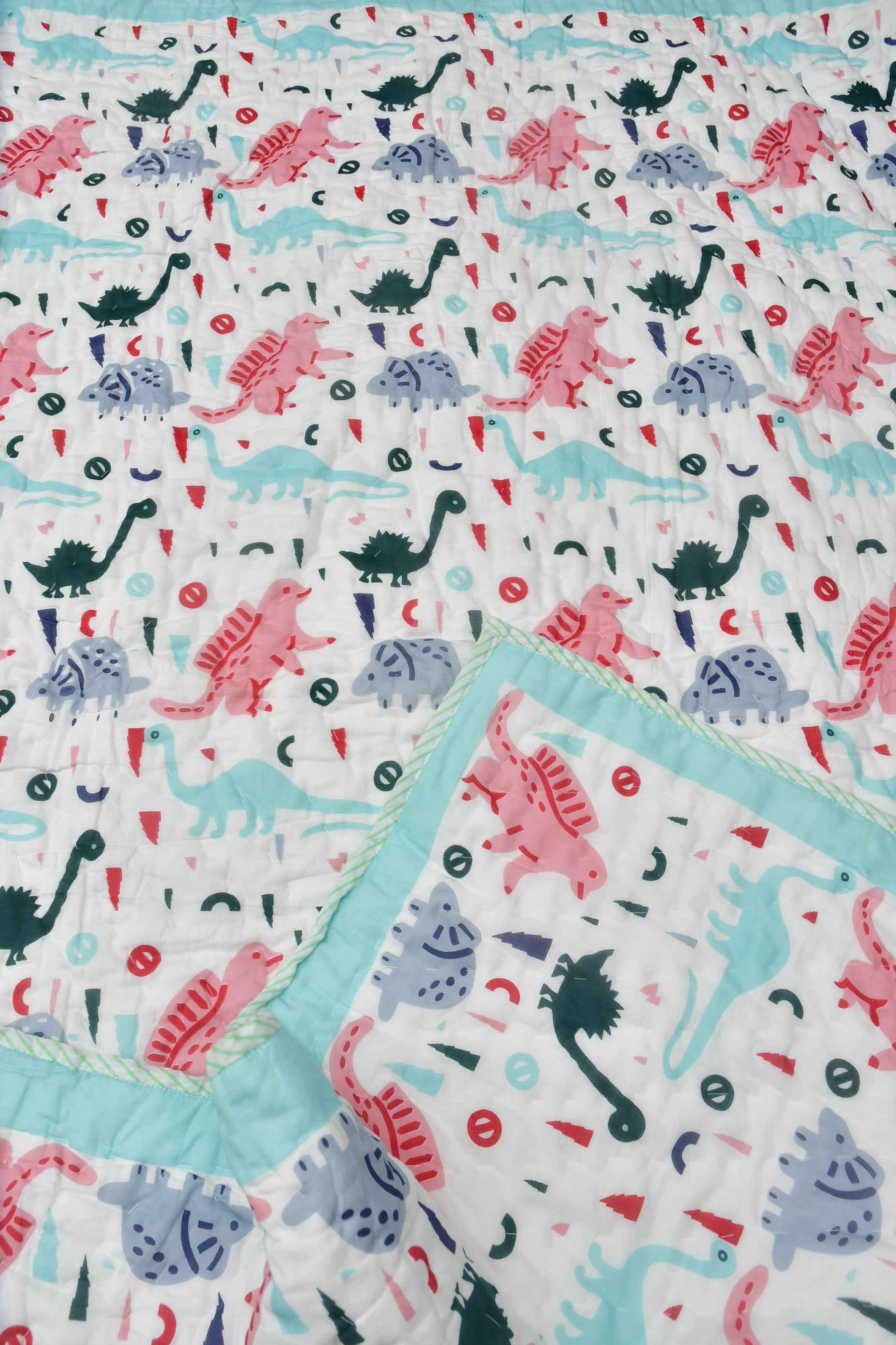 Dino World Baby Reversible Cotton Quilt