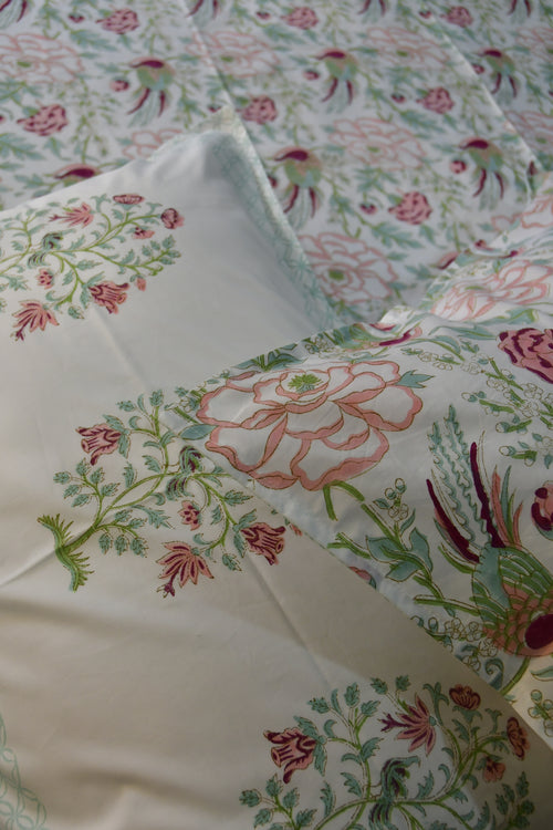 Floral n Bird Handlock Bedsheet - Premium, Cotton, Organic, jaipiuri
