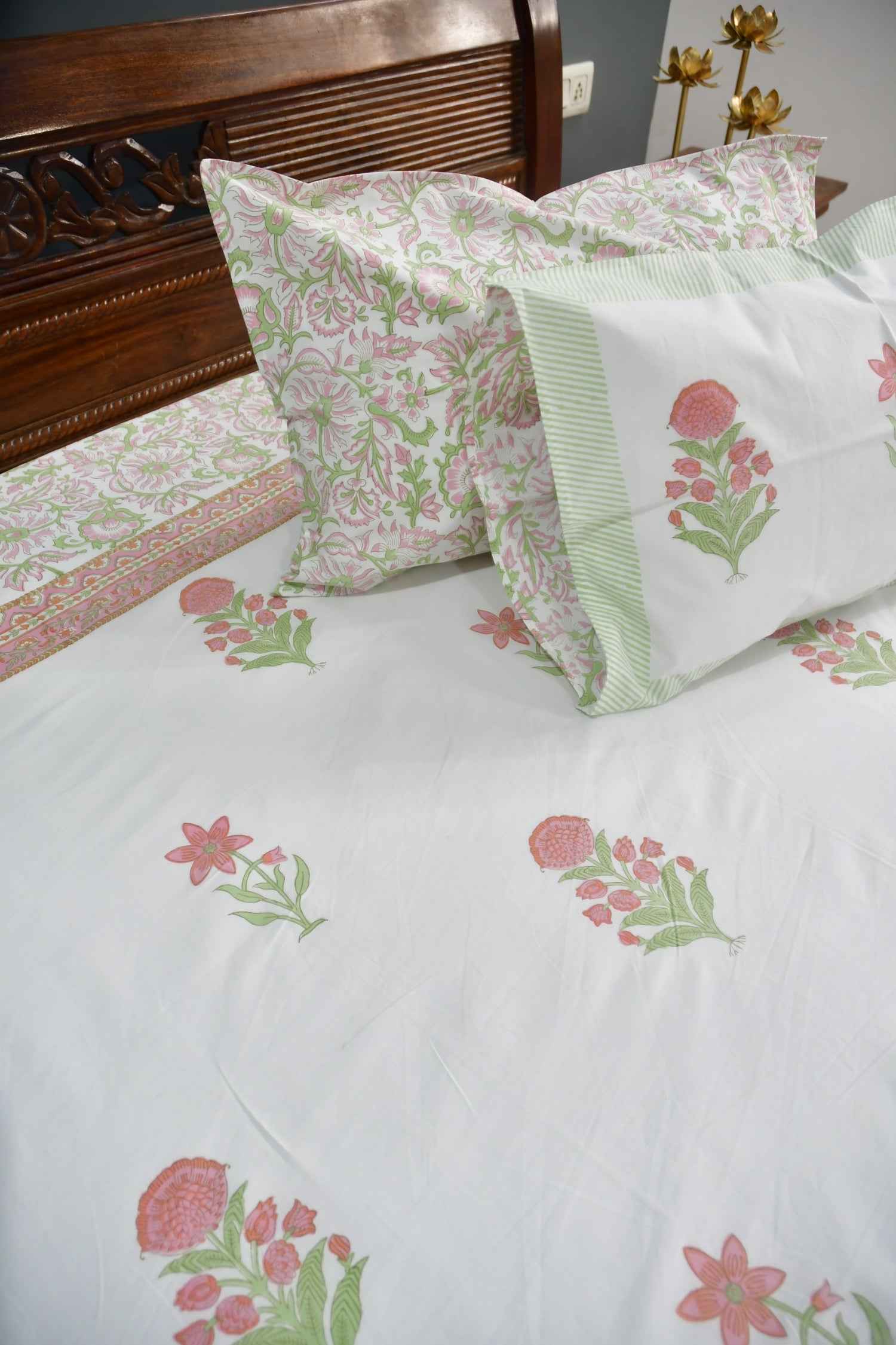 Peachy Dreams: Jaipur Hand Block Bedsheet