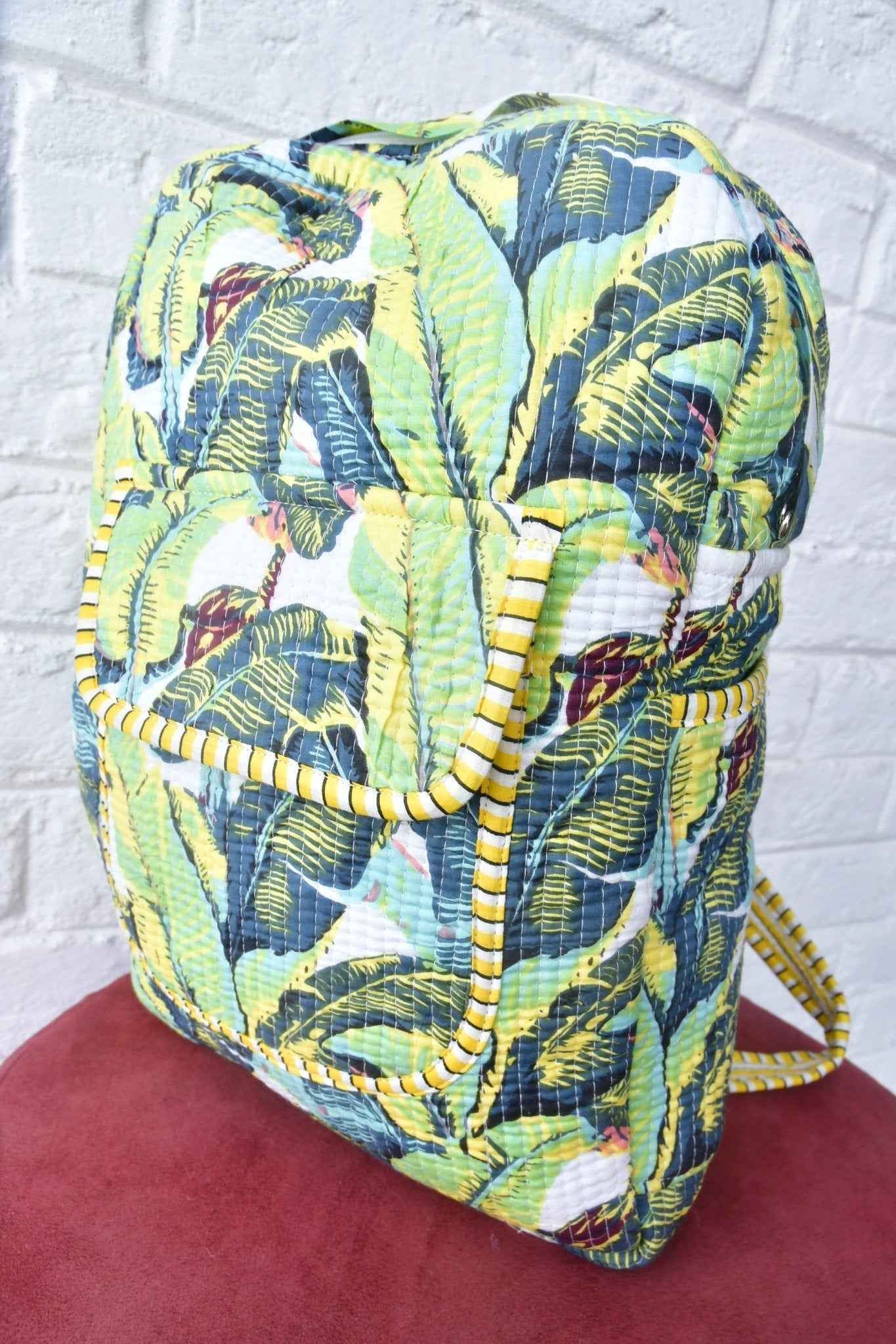Banana Leaf Print Backpack: Hand-Blocked Beauty