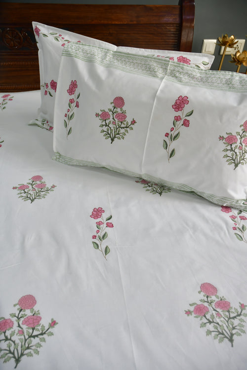 Pink Premium cotton HandBlock Bedsheet 