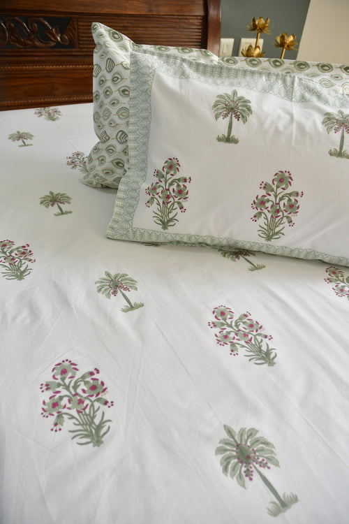 Palm Bliss Bedsheet - Jaipuring, rajasthan, Hand Block, Premium and organic cotton, gifting 