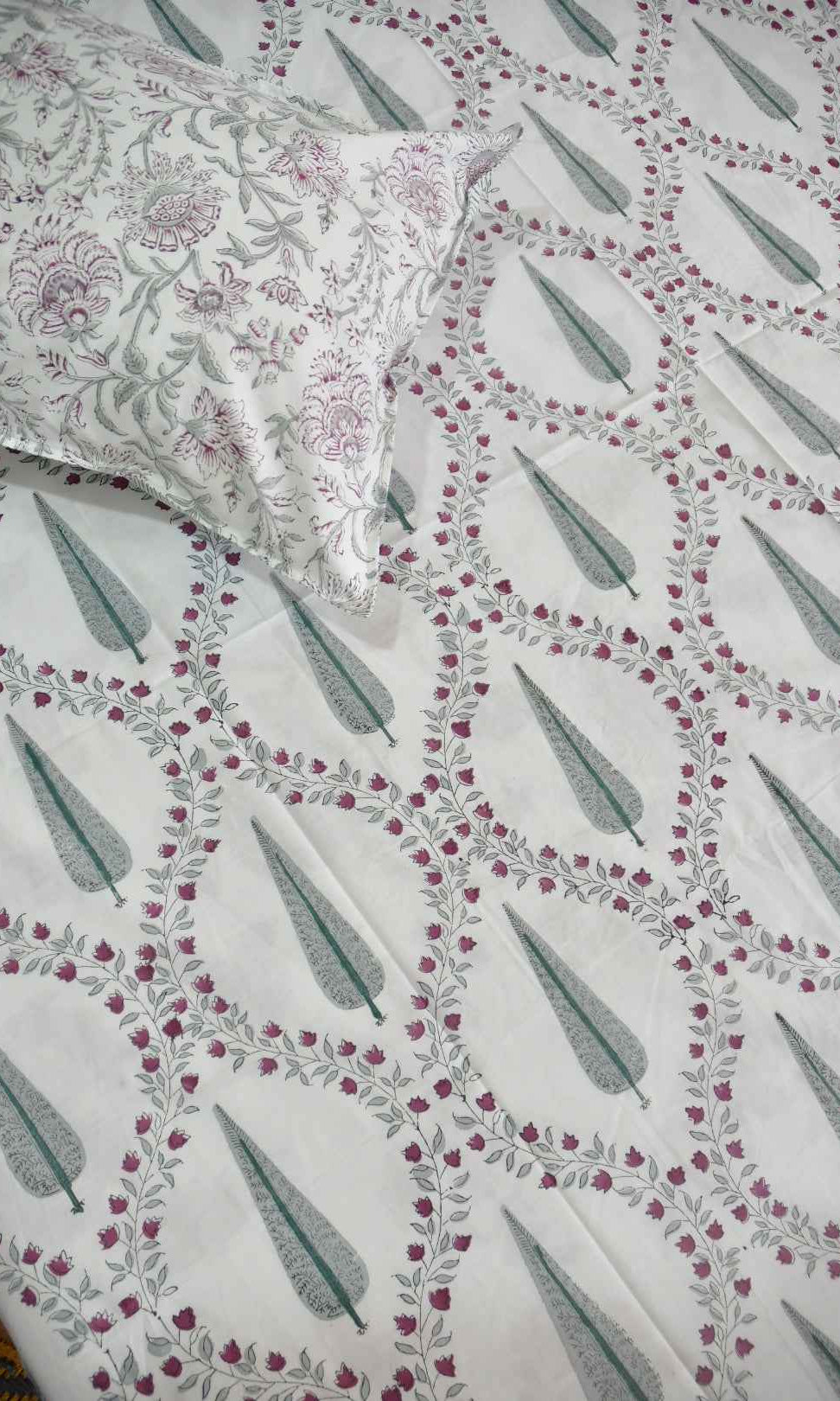 Cypress Jaal Handblock Cotton Handblock Bedsheet