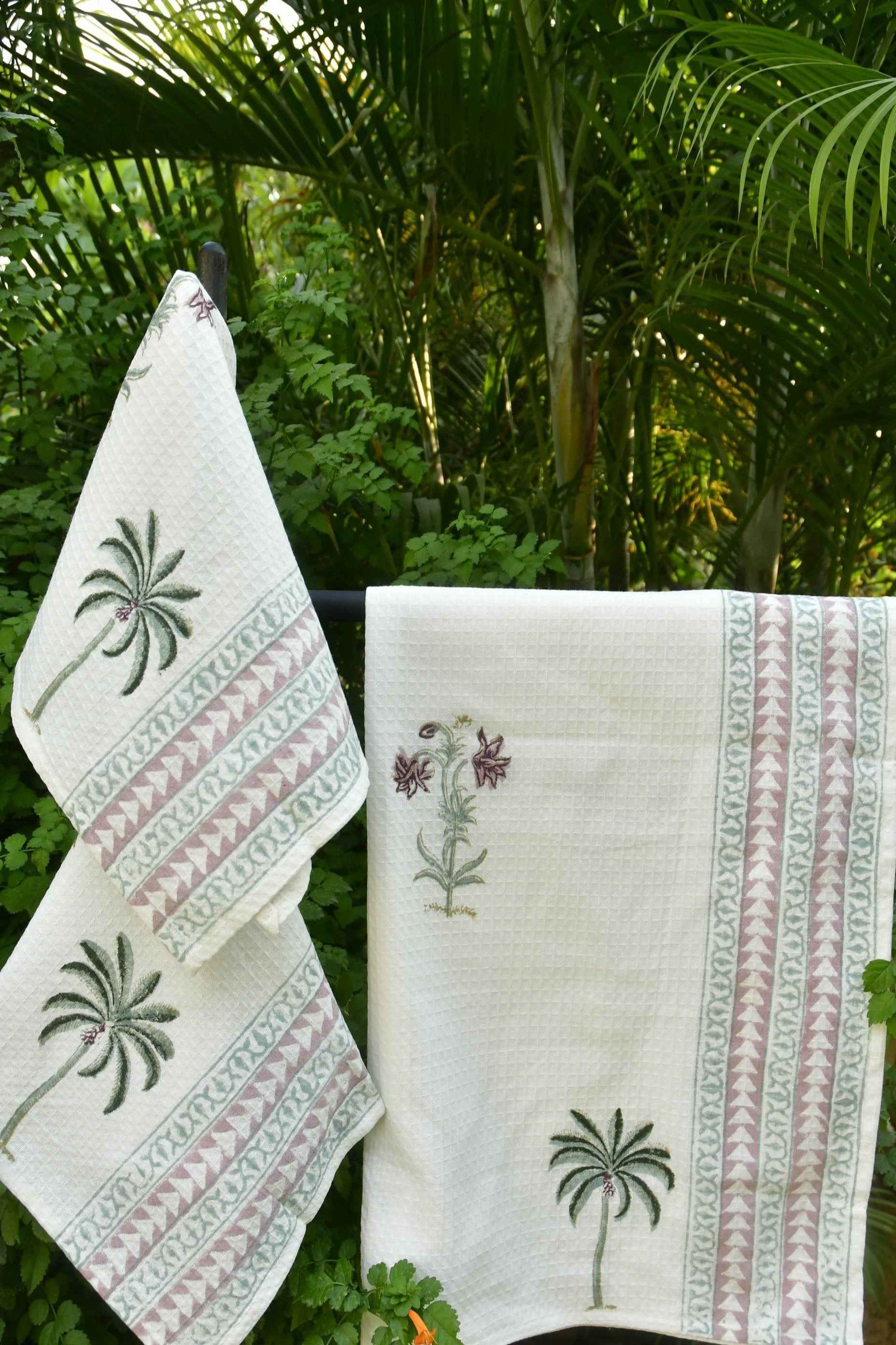 Palm Flower Bath & Hand Towel Set