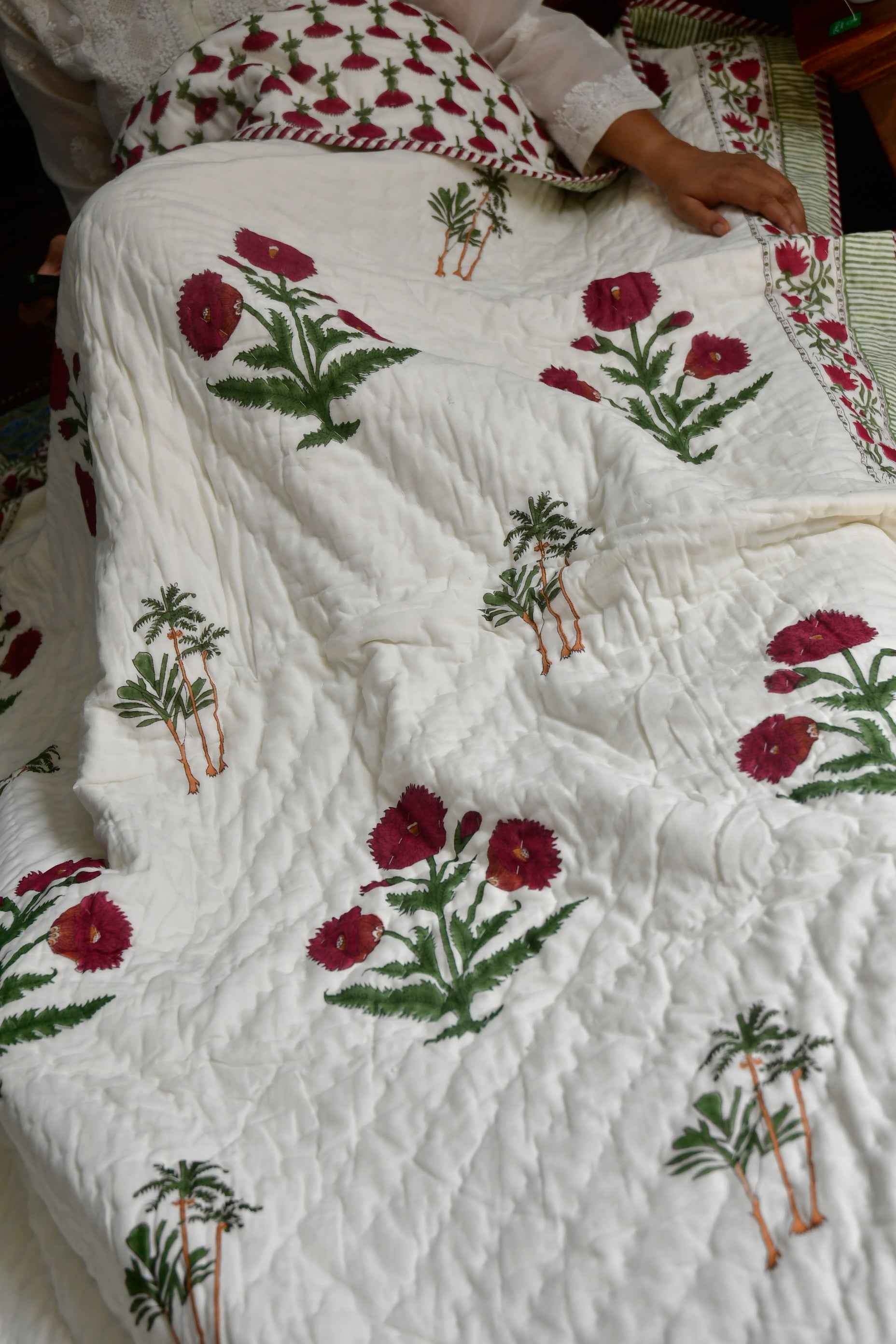 Classic Poppy Hand Block Quilt