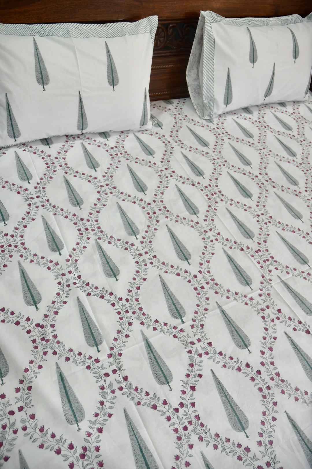 Cypress Jaal Handblock Cotton Handblock Bedsheet