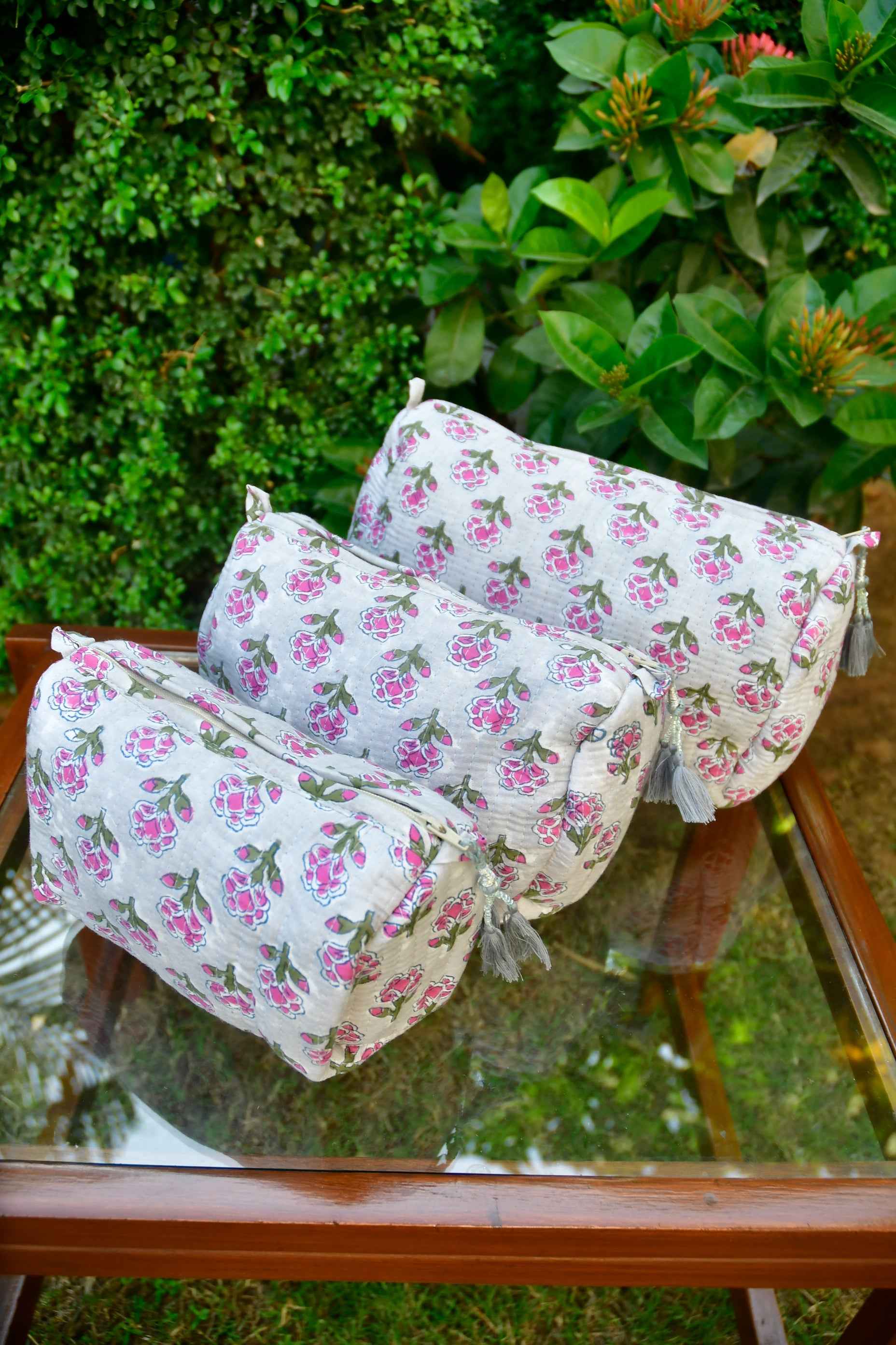 Grey Pink Utility Bag (set of 3) : Multiple use