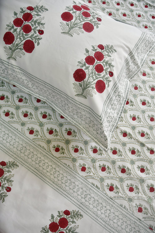 Red Flower Jaal Bed sheet