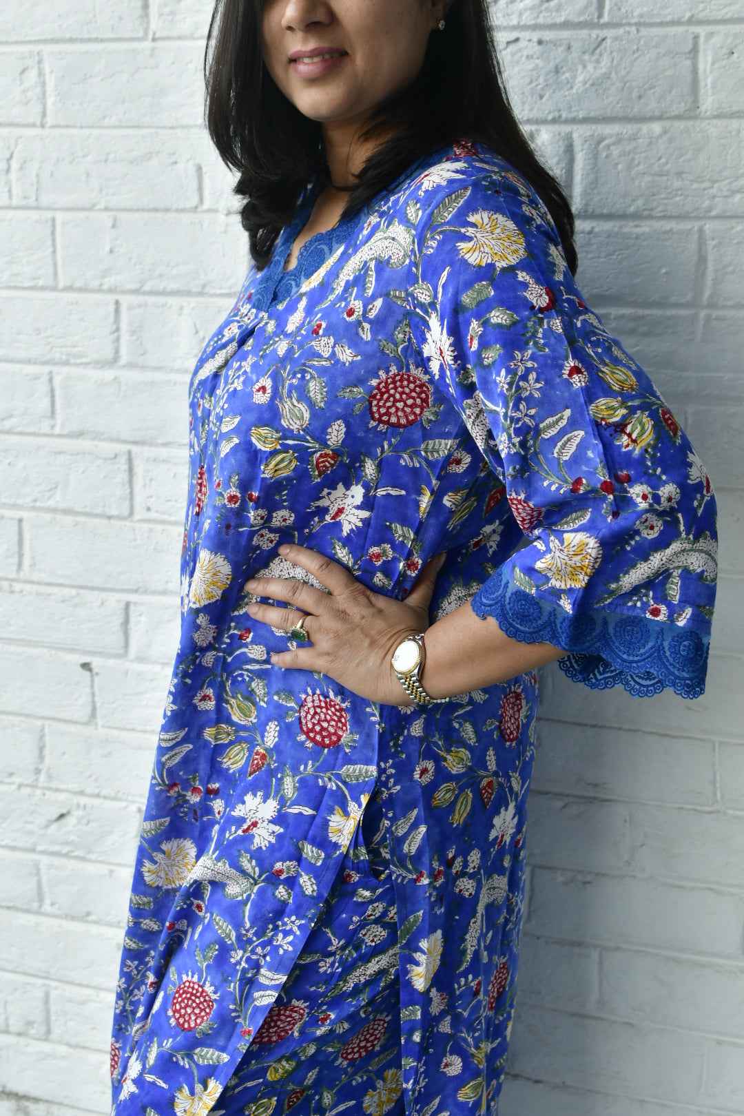 Blue Bagiya Cotton Kurta Set : Kurta and Pants