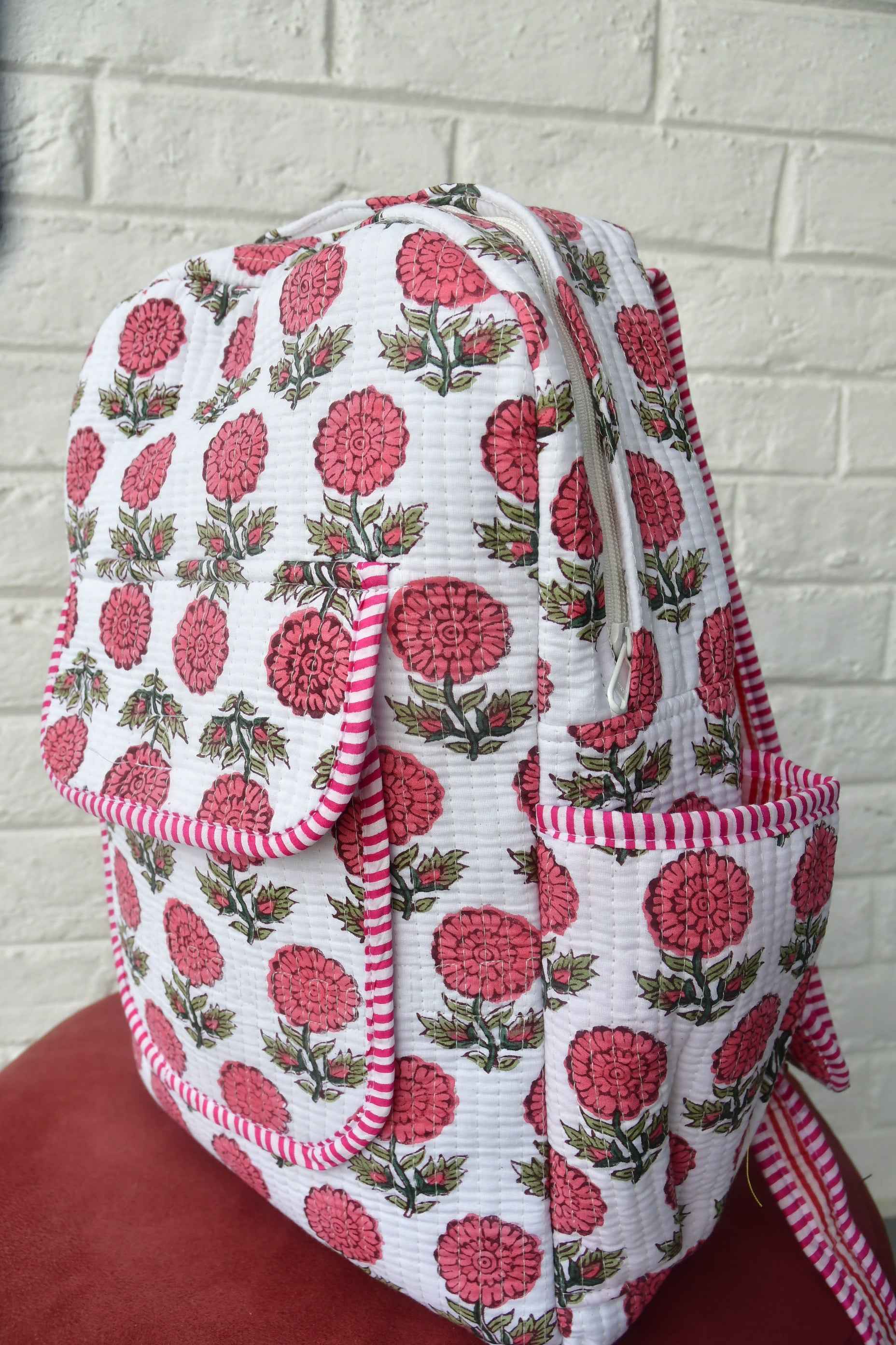 Pink Floral Buti Backpack : Durable & Eco-Friendly