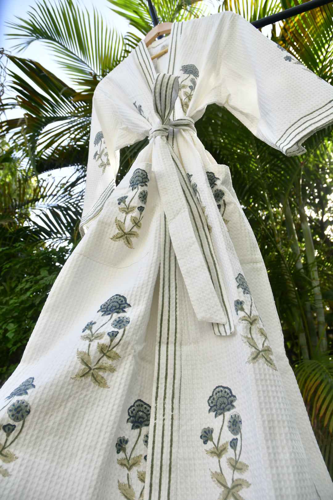 Royal Buta Handblock Waffle Cotton Bathrobe