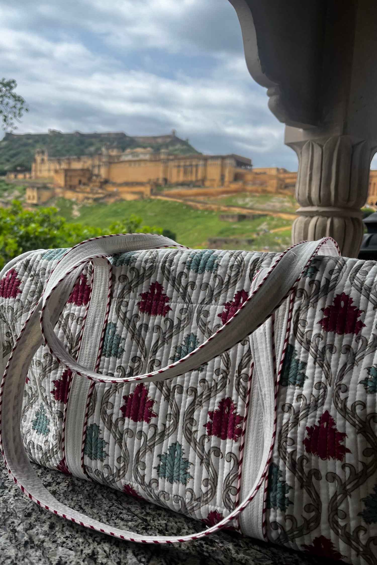 Pink floral duffle bag ( Tote bag) : Spacious and Stylish