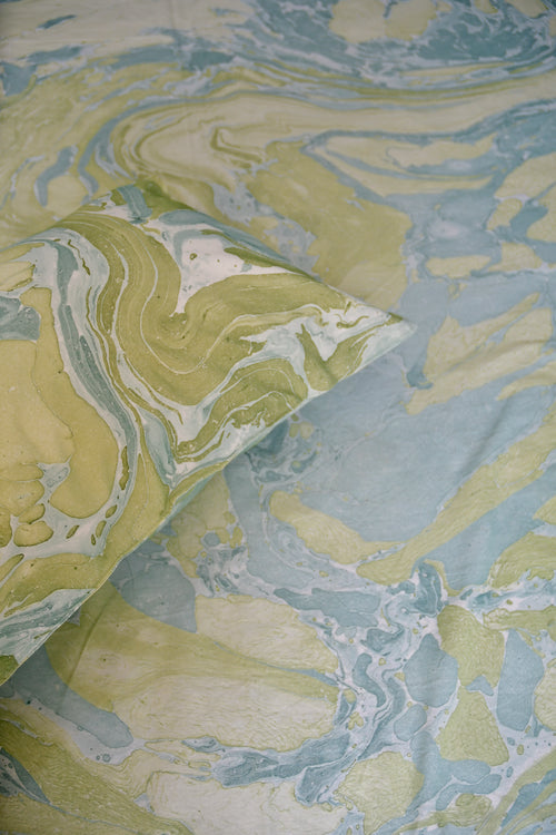 Green Blue Marble Double Bedsheet
