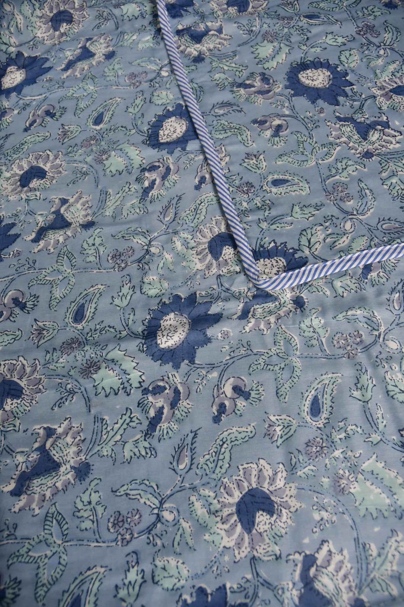 Blue on Blue Mul Mul Reversible Cotton Dohar