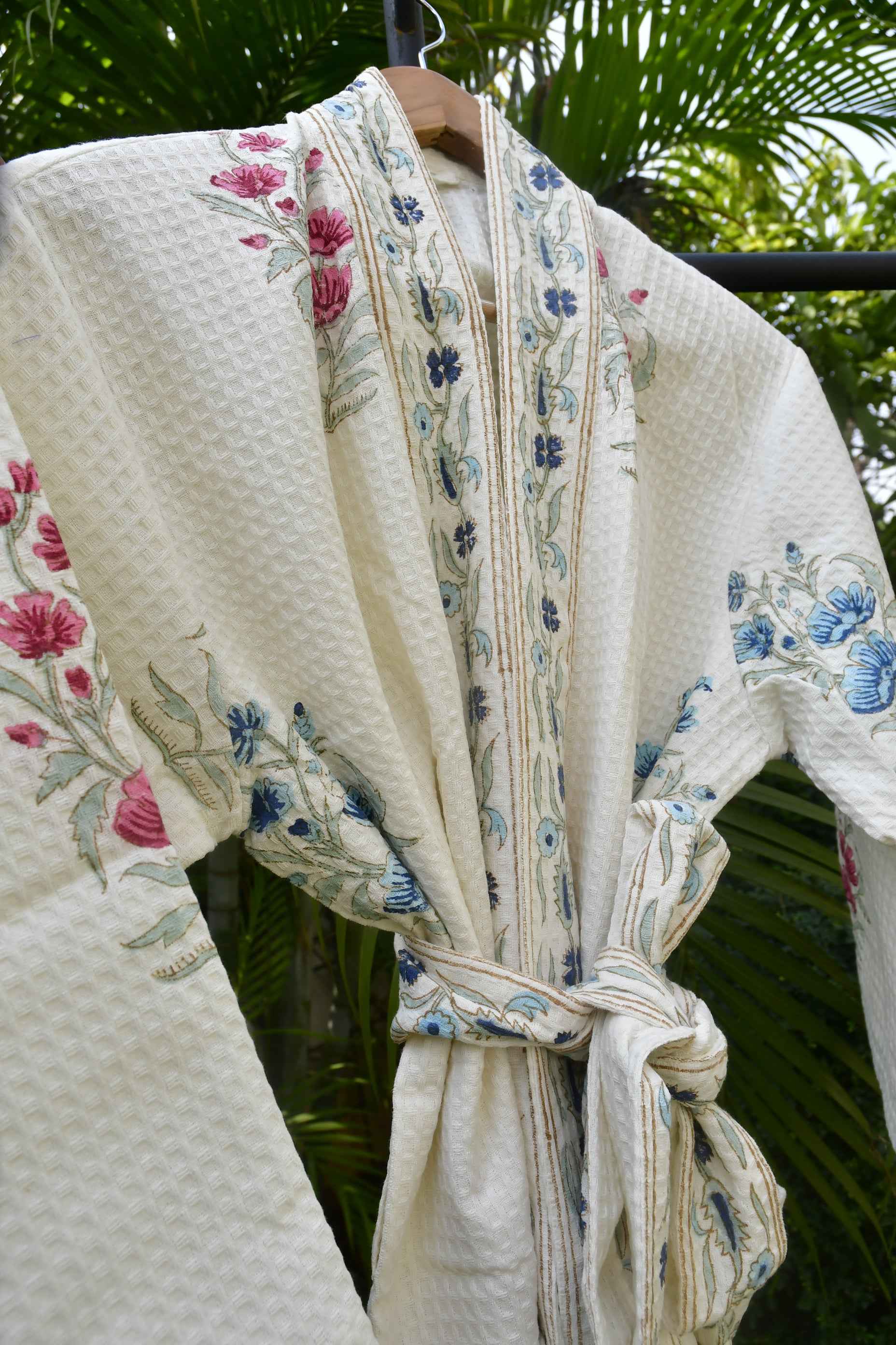 Pink & Blue Waffle Bathrobe : Pure Comfort