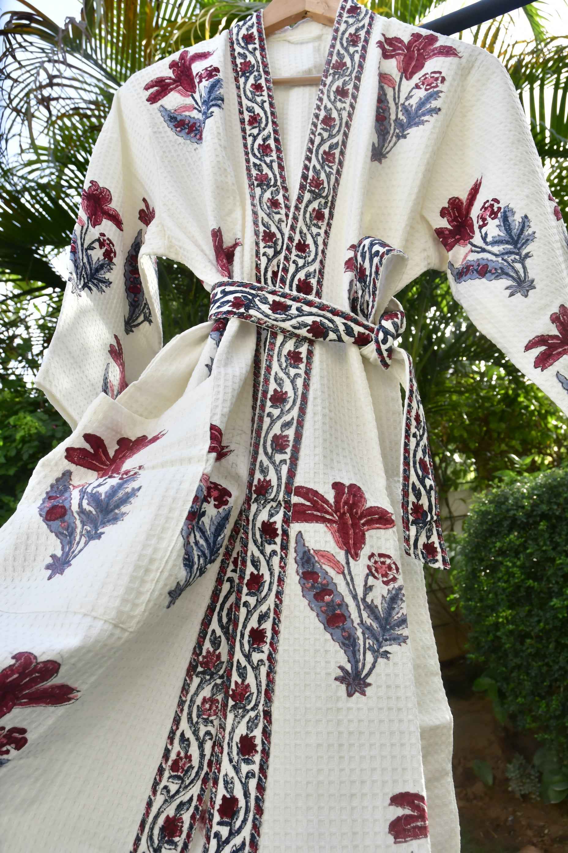 Peace Lily Waffle Bathrobe: Spa Comfort