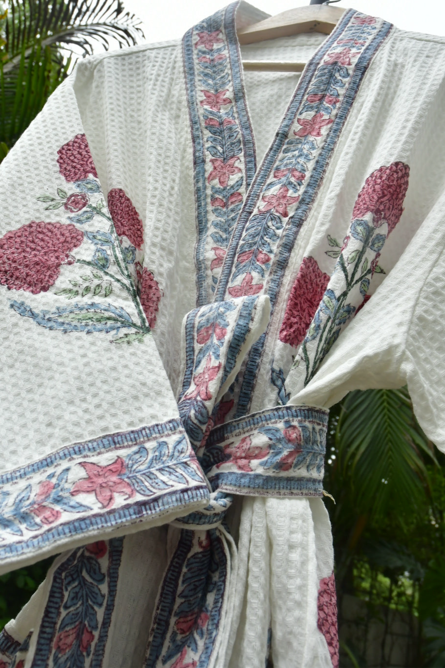 Lovely Pink Poppy waffle Cotton Bathrobe