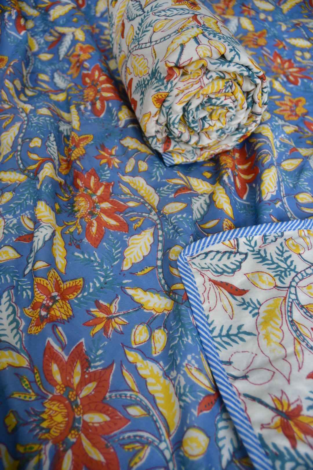 Blue Gulshan Reversible Mul Mul Cotton Dohar