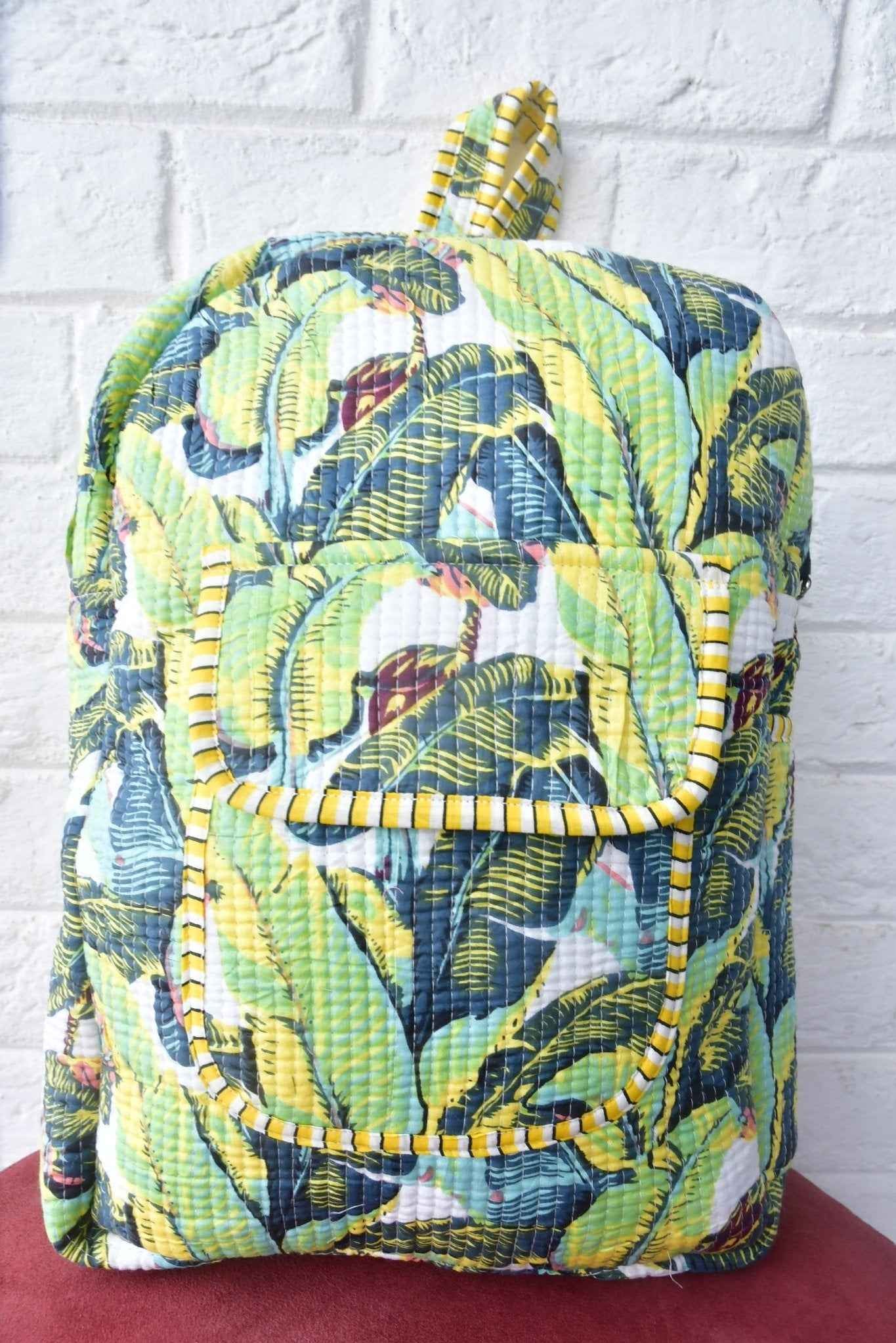 Banana Leaf Print Backpack: Hand-Blocked Beauty