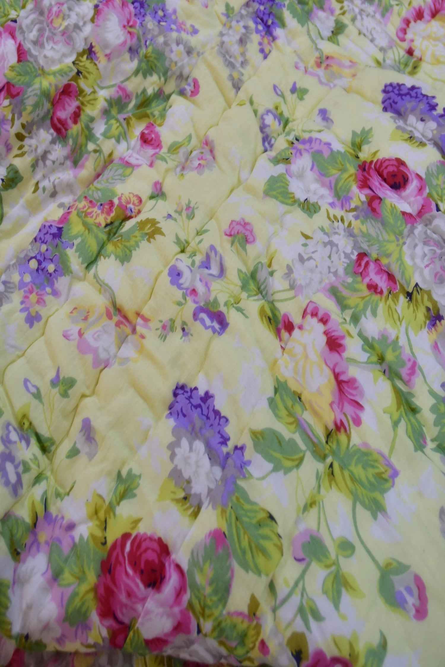 Yellow Floral Handblock Quilt - Sunshine Elegance