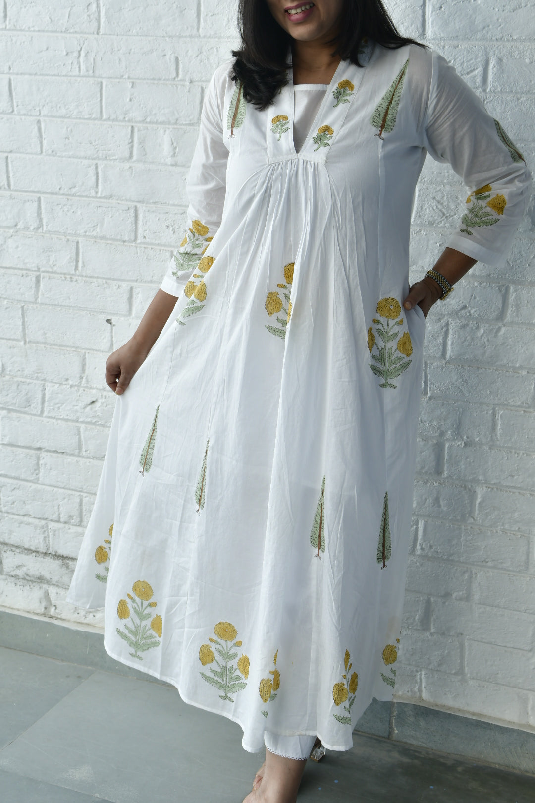 Marigold and Cypress Kurta Dress