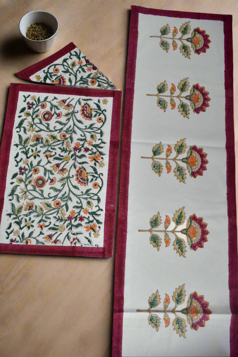 Royal Red Table Mat Napkin Runner