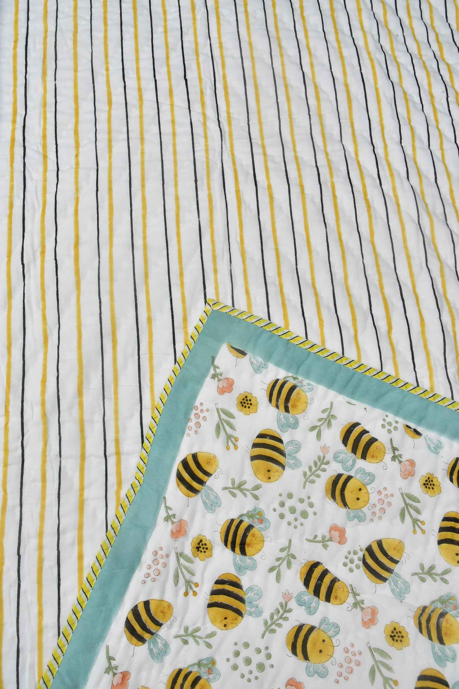 Honey Bee Reversible Baby Handblock Quilt