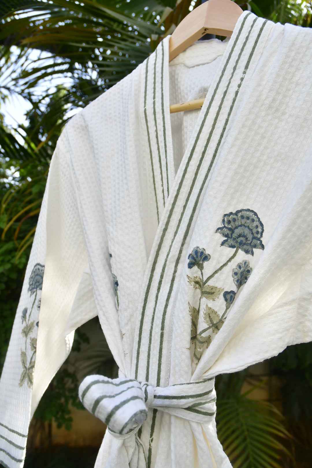 Royal Buta Handblock Waffle Cotton Bathrobe