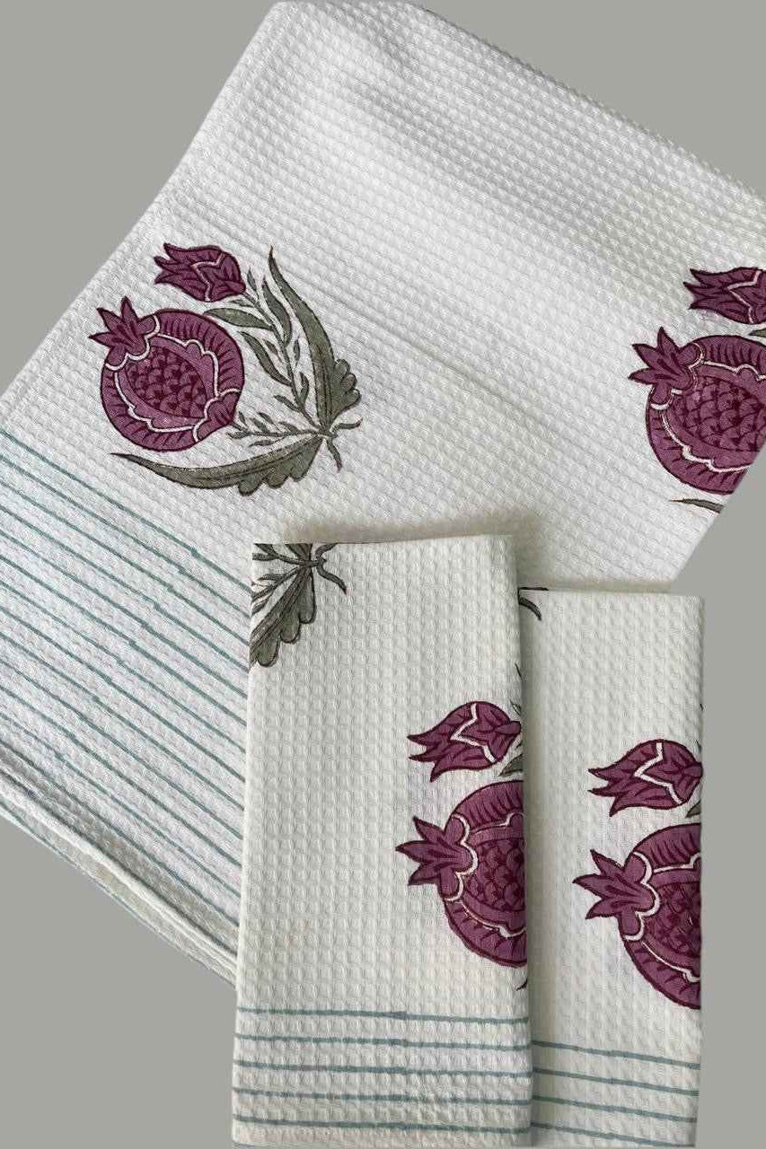 Pink Pomegranate Handblock Towel