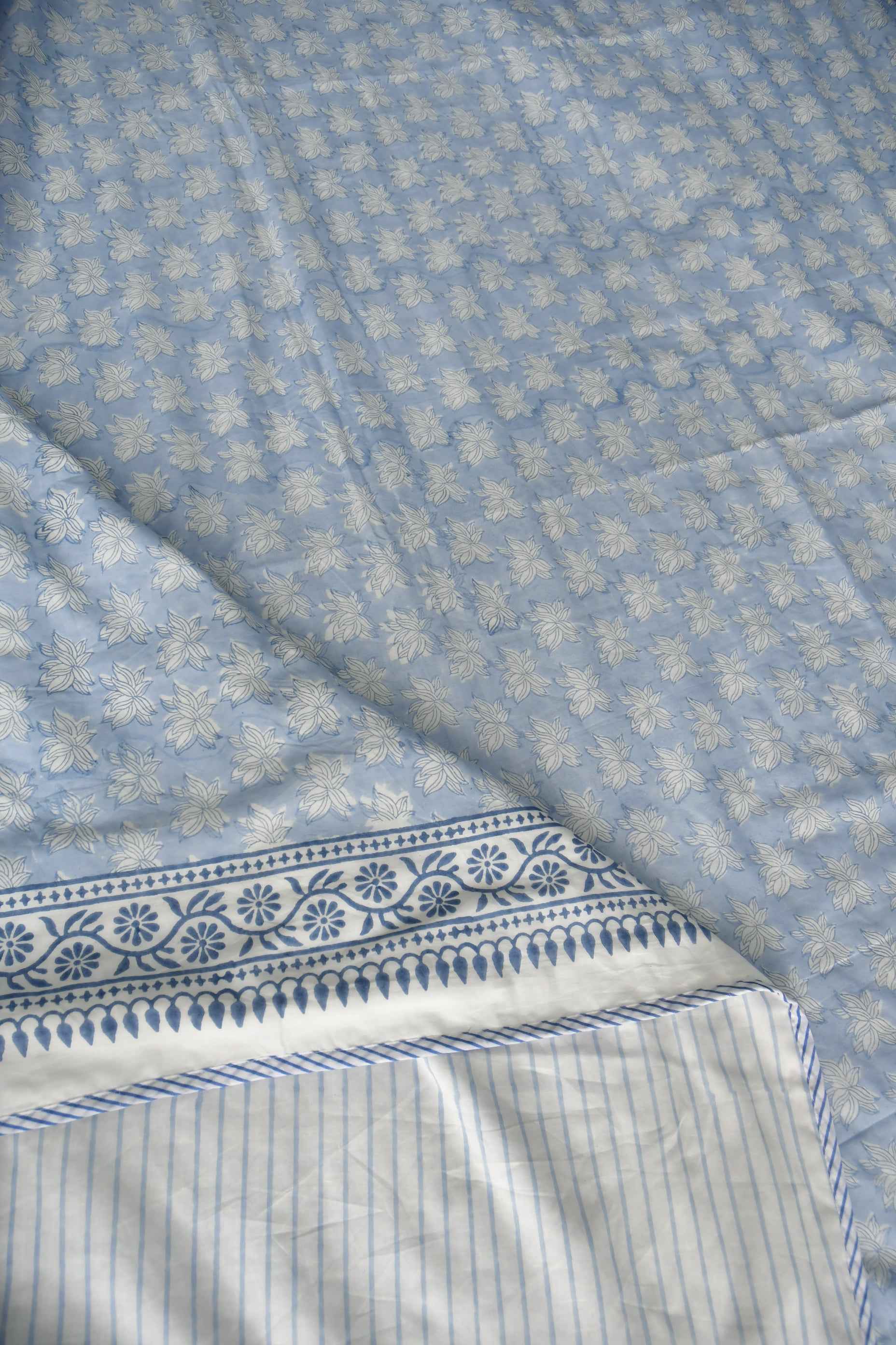 Premium Soft Blue Water Lily Dohar : Premium Comfort