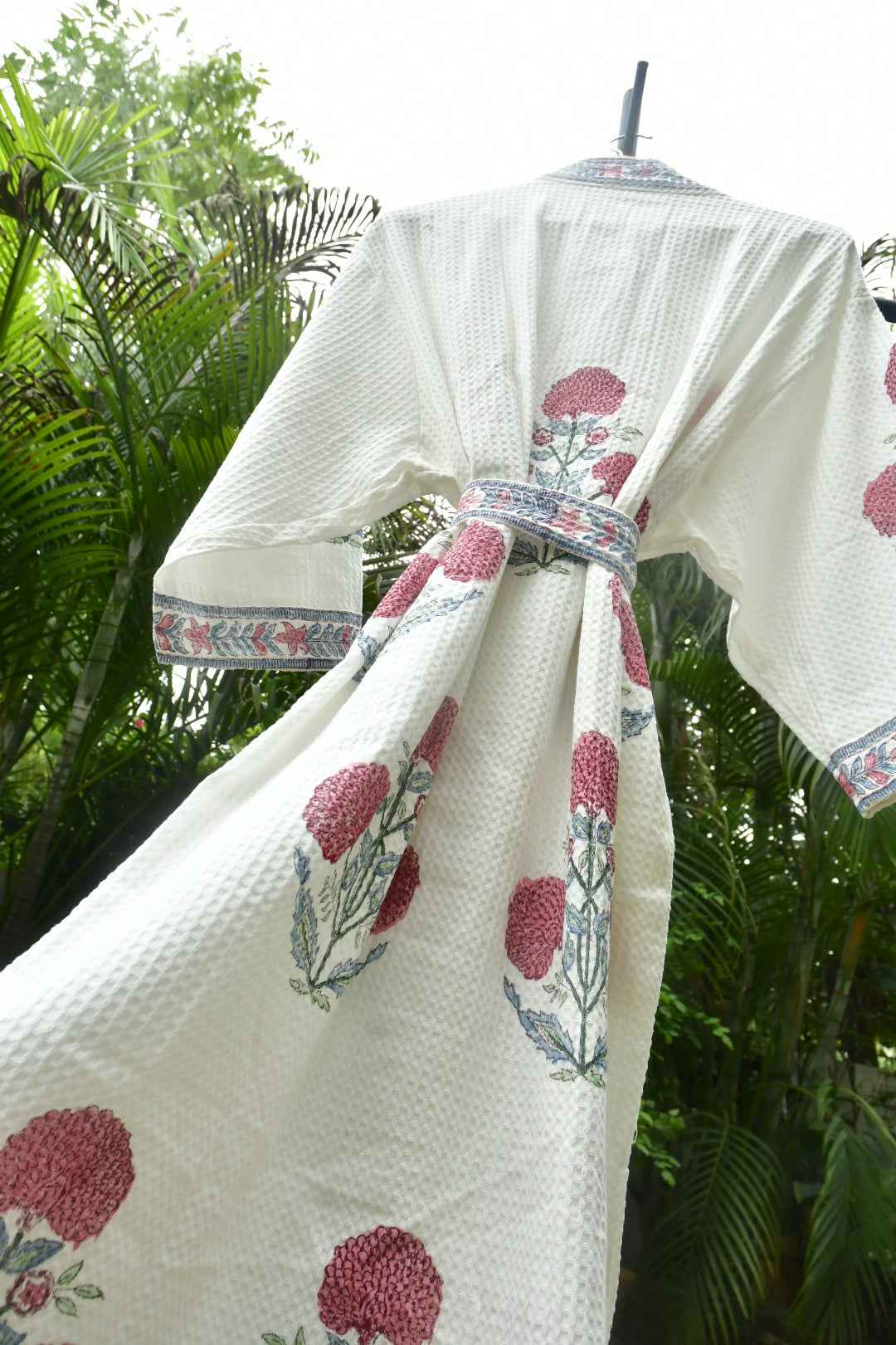 Lovely Pink Poppy waffle Cotton Bathrobe