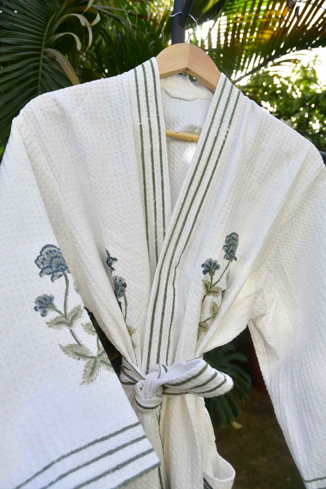 Royal Buta Handblock Waffle Cotton Bathrobe