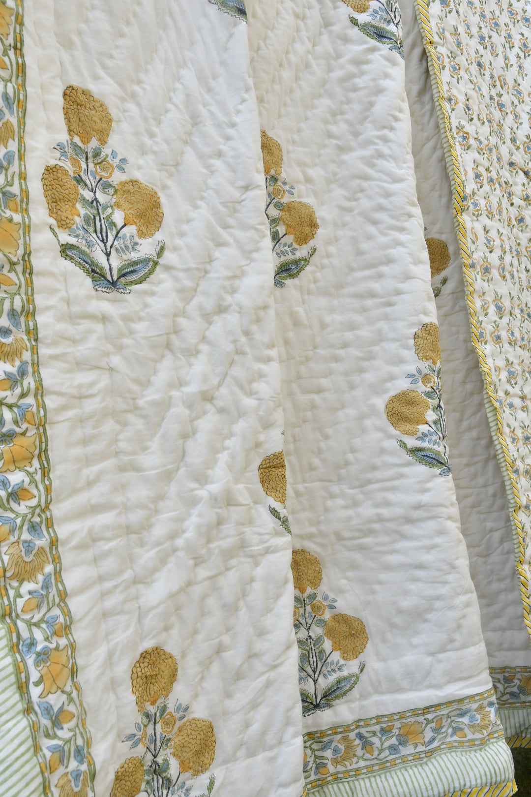 Yellow Marygold Handblock Cotton Quilt