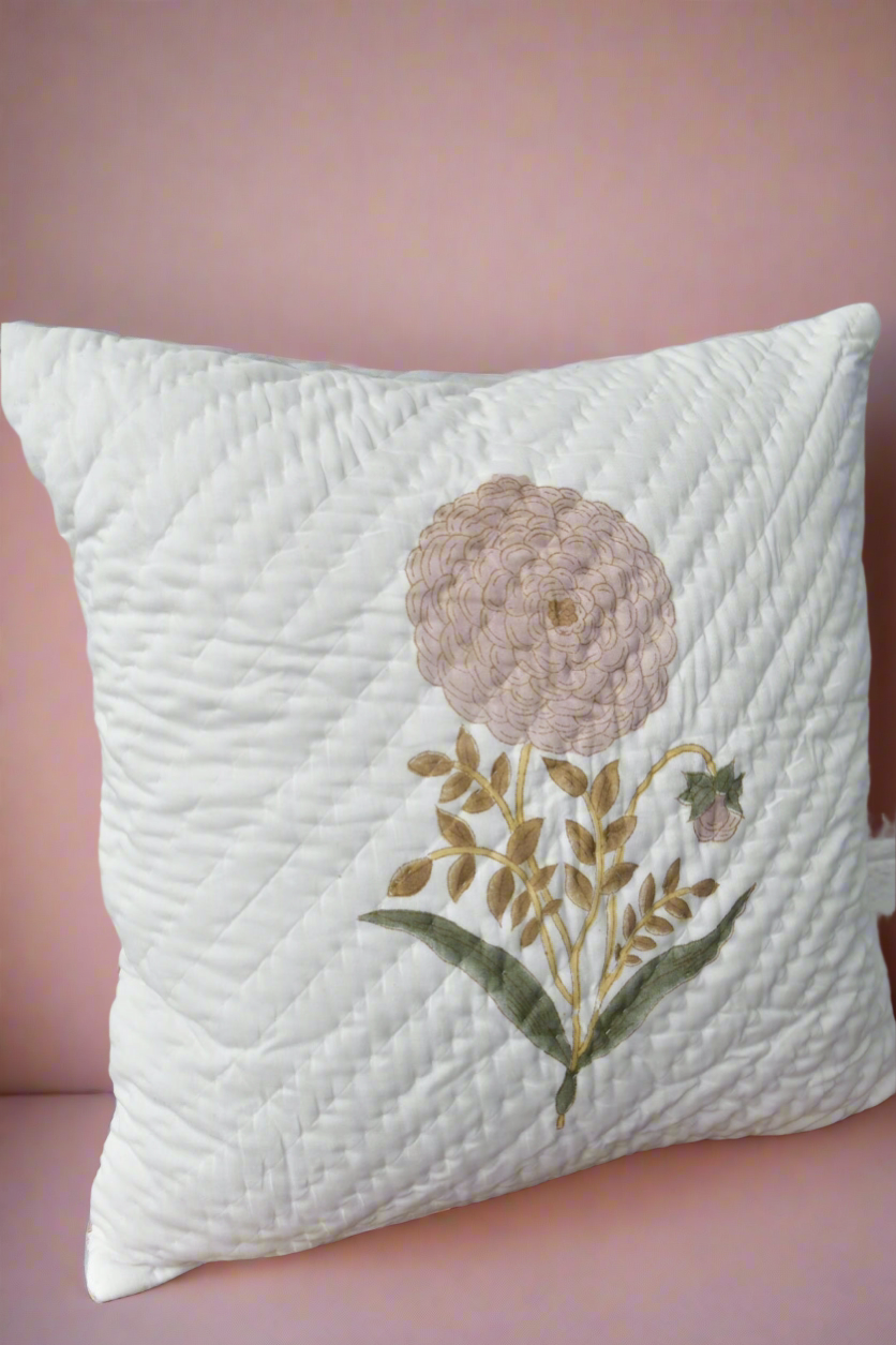Pink Phool Hand Quilted Exclusive Cushion