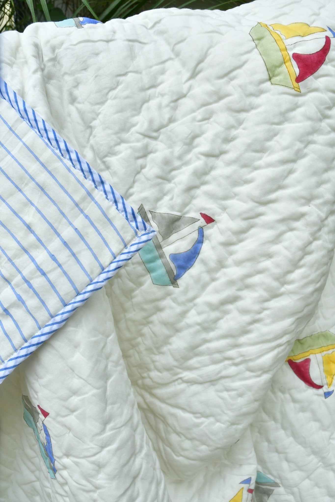 Boat Print Mul Mul Handblock Cotton Quilt