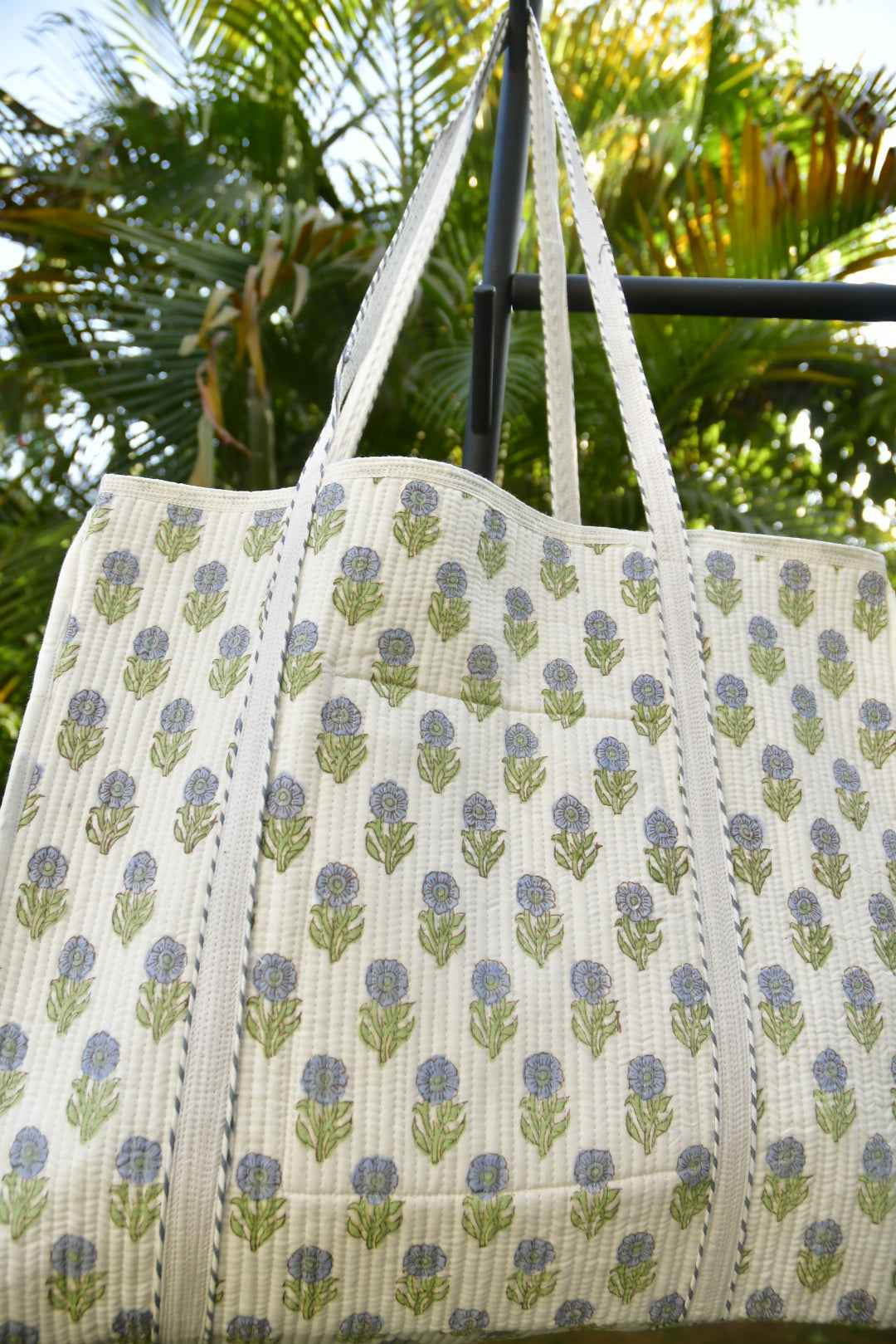 Pink And Blue Flowers Tote Bag