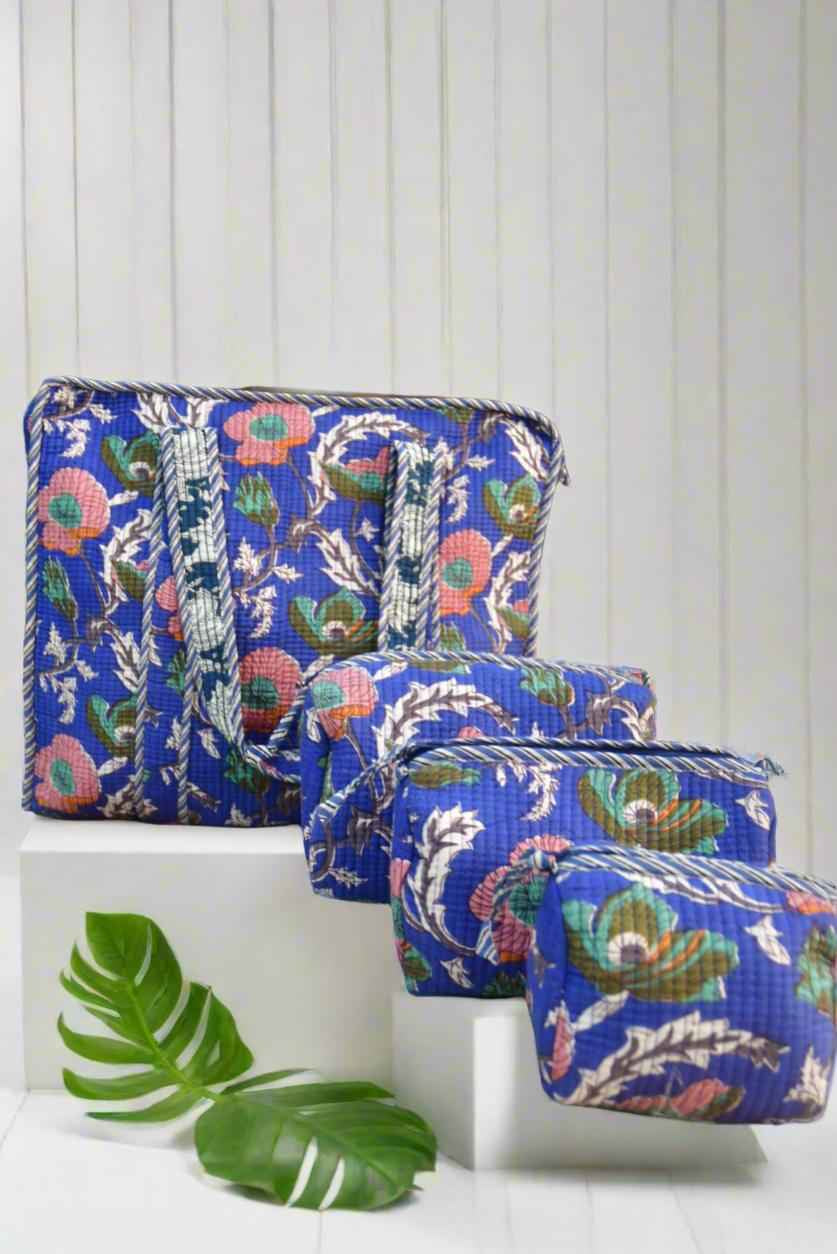 Naughty Blue Zipper Tote Bag and Utility Bag Combo