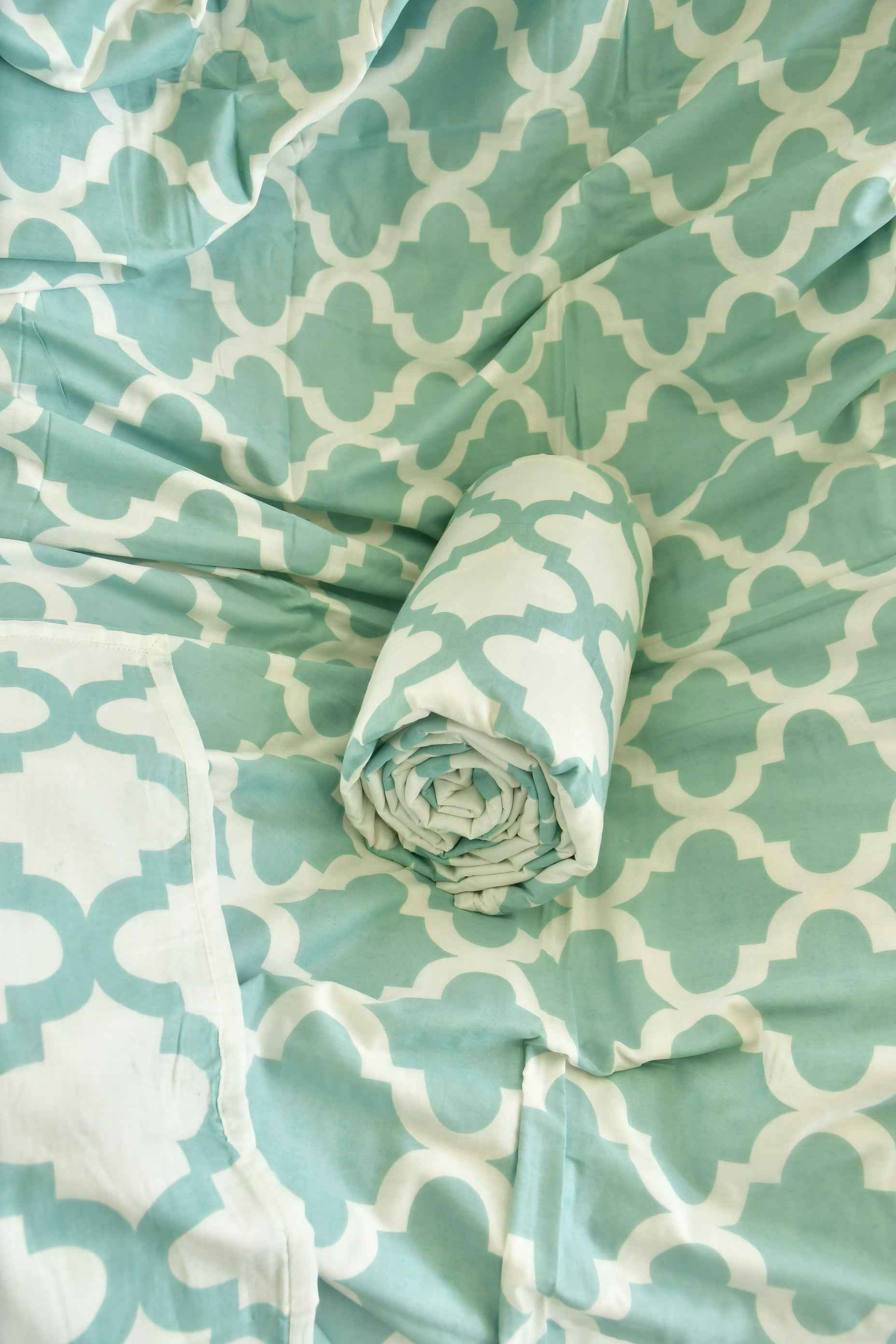 Sea Green n White reversible Mul Mul Dohar