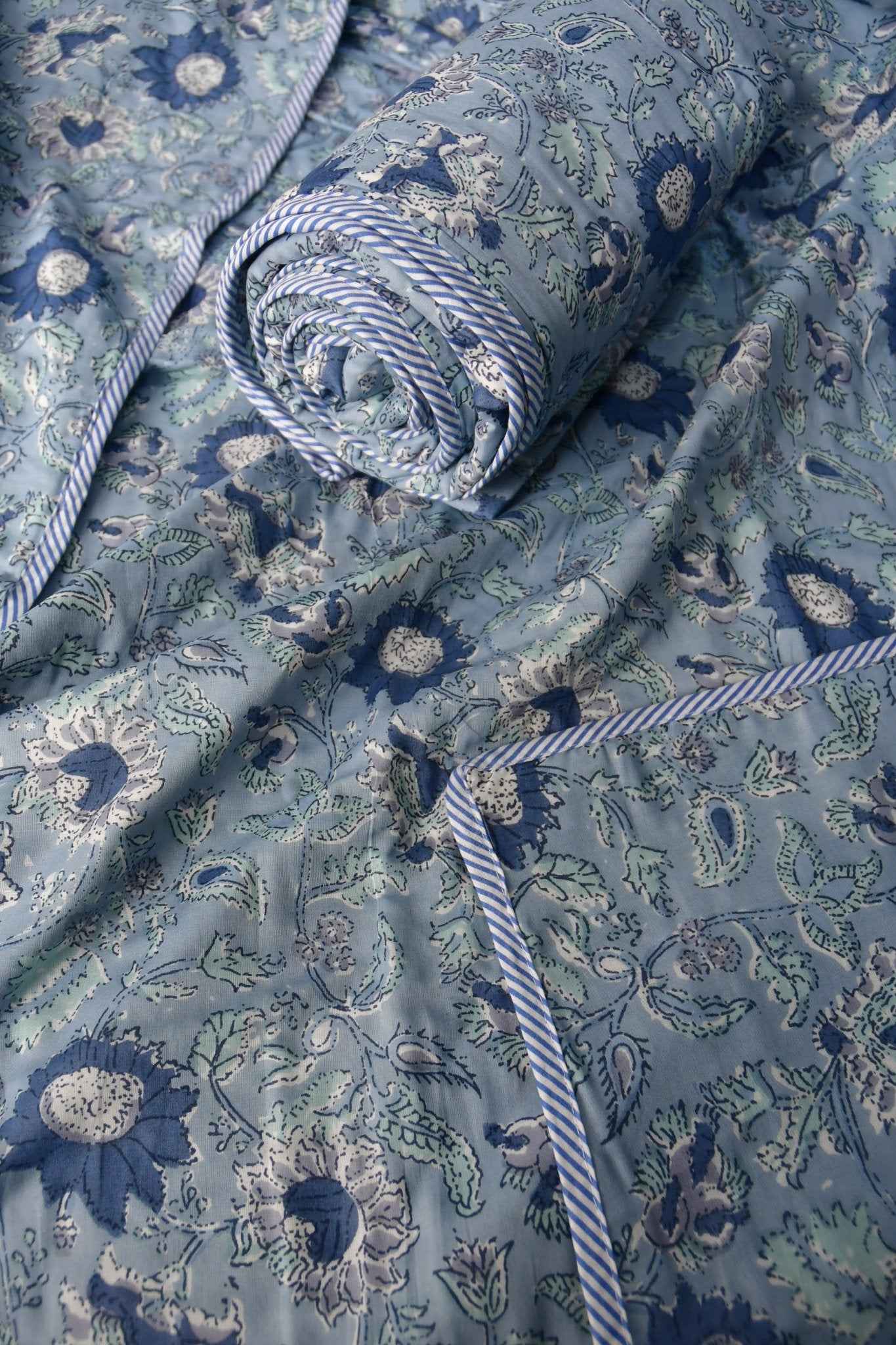 Blue on Blue Mul Mul Reversible Cotton Dohar
