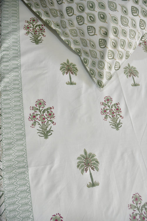 Palm Bliss Bedsheet - Jaipuring, rajasthan, Hand Block, Premium and organic cotton