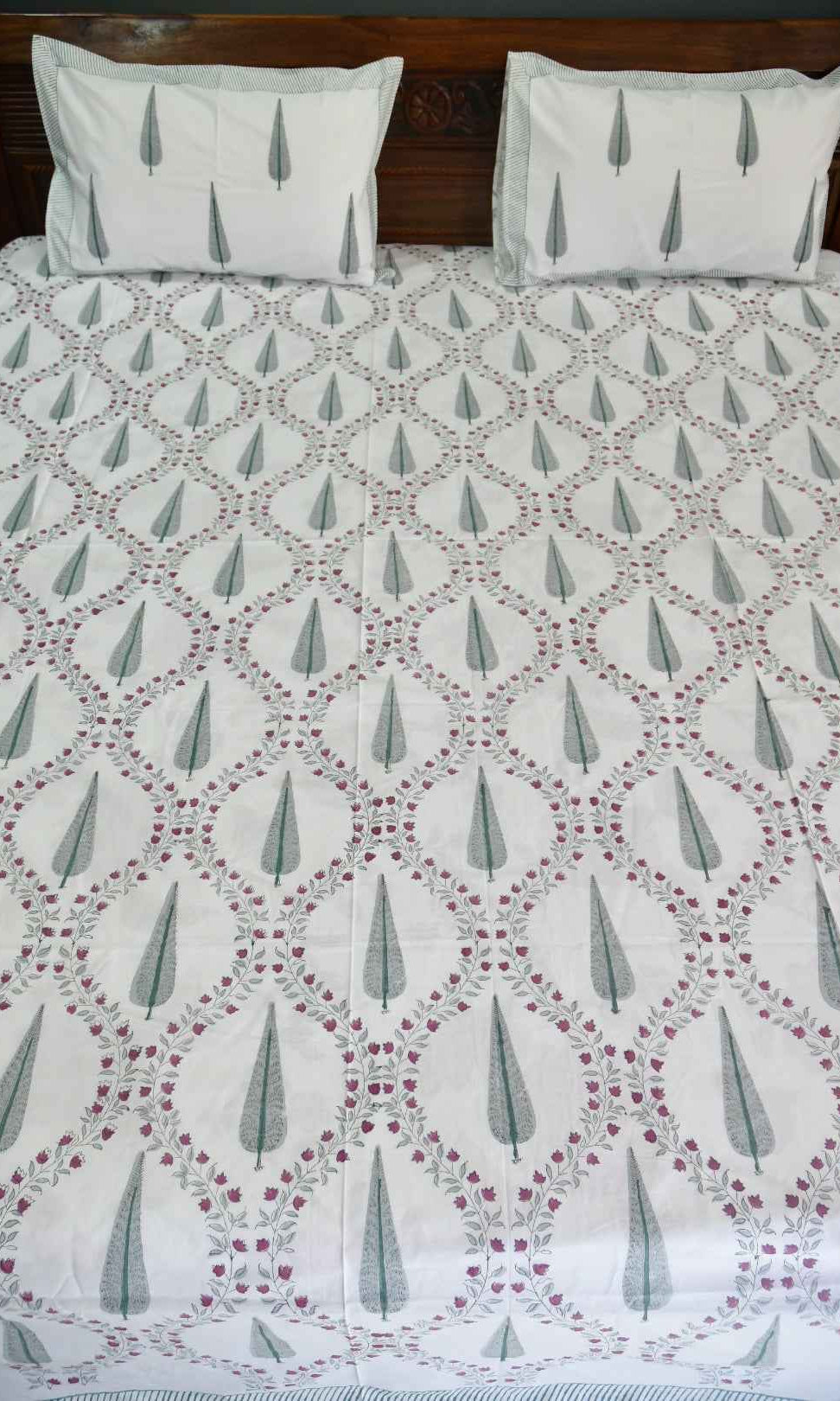 Cypress Jaal Handblock Cotton Handblock Bedsheet