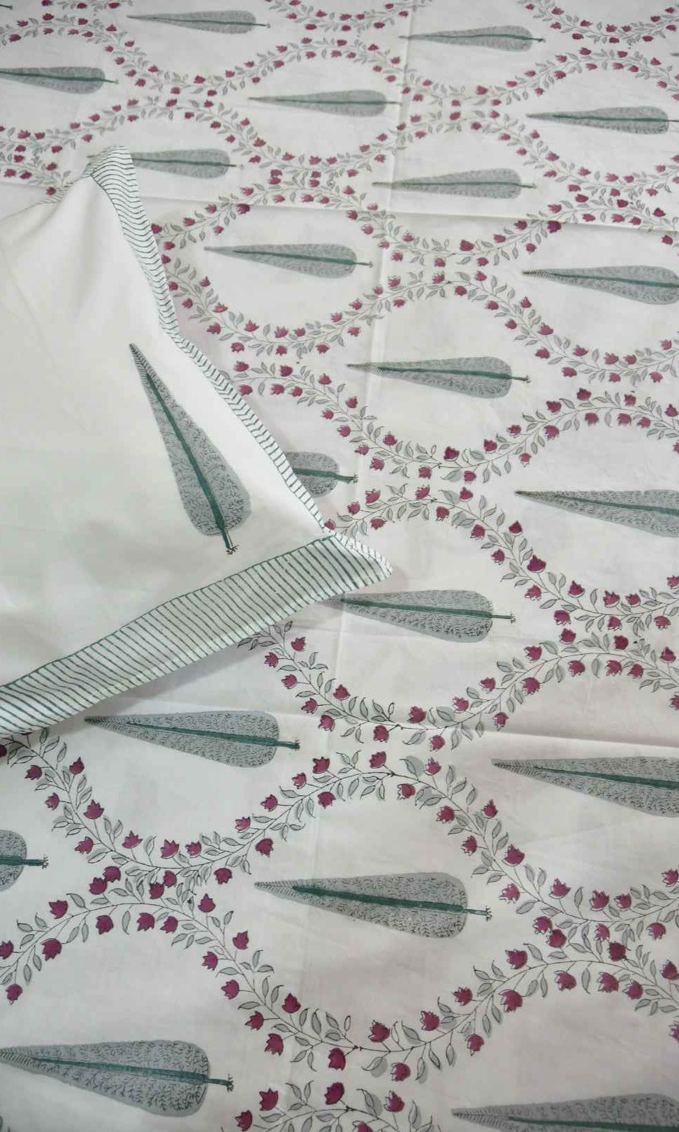 Cypress Jaal Handblock Cotton Handblock Bedsheet