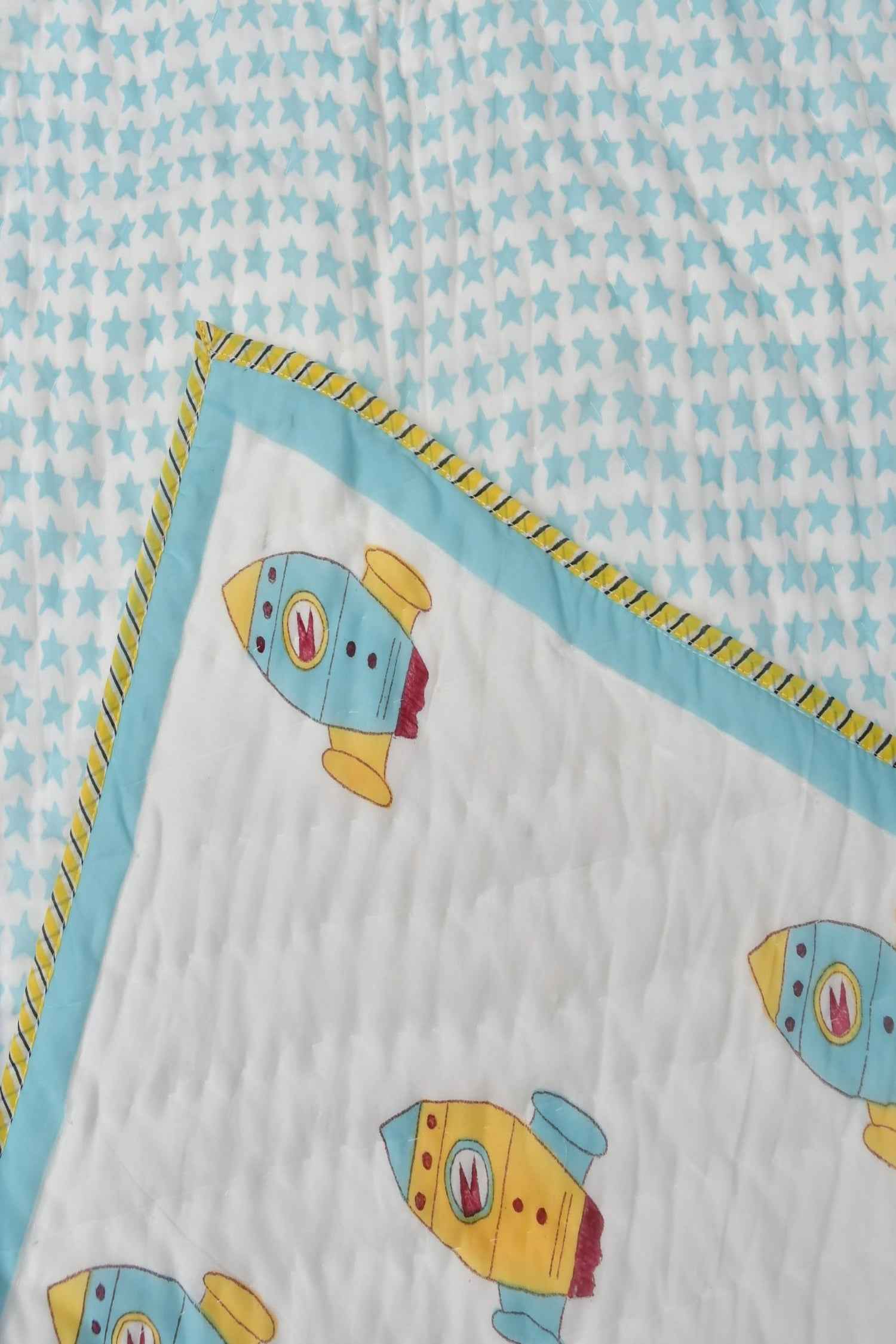 Space travel Reversible Baby Handblock Quilt